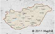 Shaded Relief Map of Hungary, lighten, desaturated