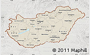 Shaded Relief Map of Hungary, lighten, semi-desaturated