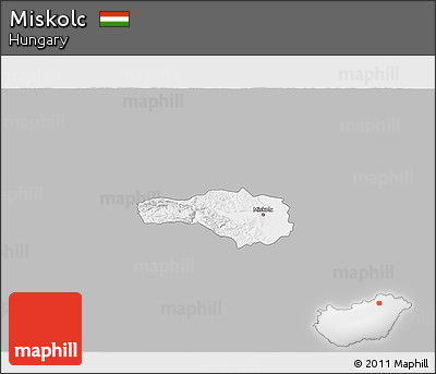 Gray 3D Map of Miskolc, single color outside