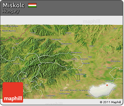 Satellite 3D Map of Miskolc