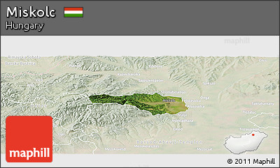 Satellite Panoramic Map of Miskolc, lighten