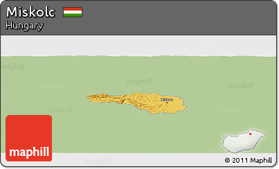 Savanna Style Panoramic Map of Miskolc, single color outside