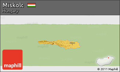 Savanna Style Panoramic Map of Miskolc, single color outside