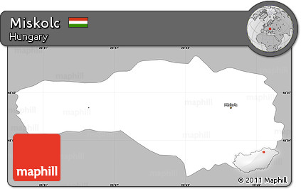 Gray Simple Map of Miskolc, single color outside