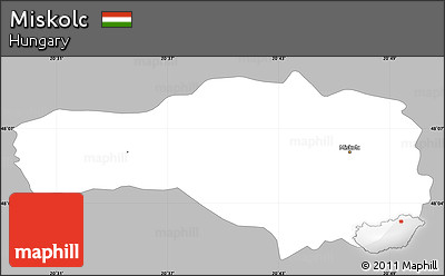 Gray Simple Map of Miskolc, single color outside