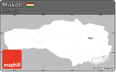 Gray Simple Map of Miskolc, single color outside