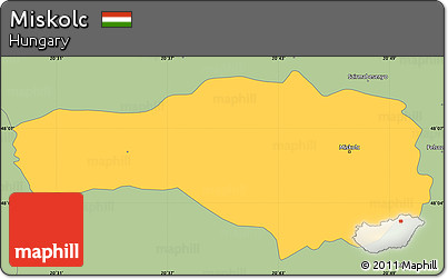 Savanna Style Simple Map of Miskolc