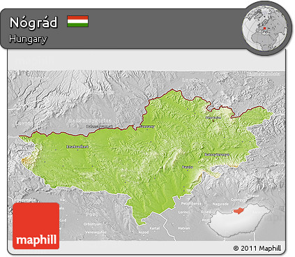 Physical 3D Map of Nógrád, lighten, desaturated