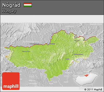 Physical 3D Map of Nógrád, lighten, desaturated