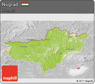 Physical 3D Map of Nógrád, lighten, desaturated
