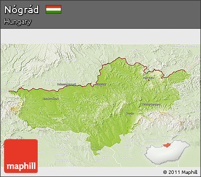Physical 3D Map of Nógrád, lighten