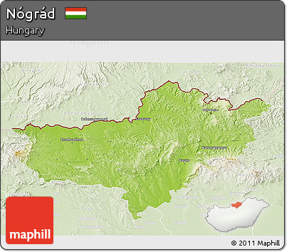 Physical 3D Map of Nógrád, lighten