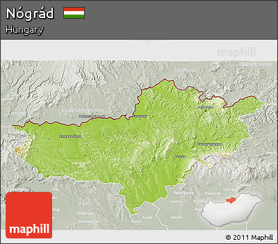 Physical 3D Map of Nógrád, lighten, semi-desaturated