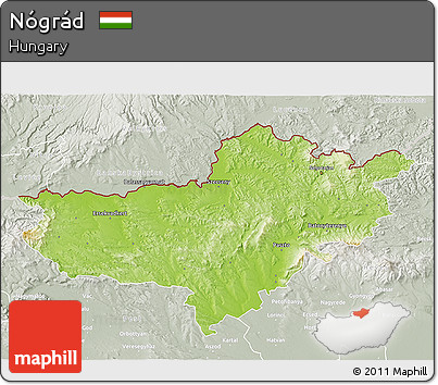 Physical 3D Map of Nógrád, lighten, semi-desaturated
