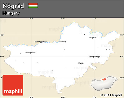 Classic Style Simple Map of Nógrád, single color outside