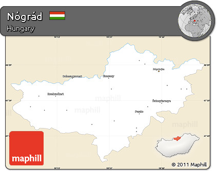 Classic Style Simple Map of Nógrád, single color outside