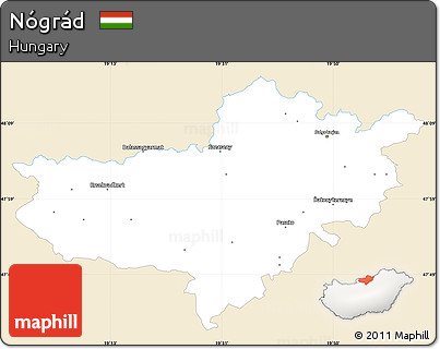 Classic Style Simple Map of Nógrád, single color outside