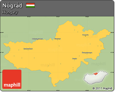 Savanna Style Simple Map of Nógrád, single color outside