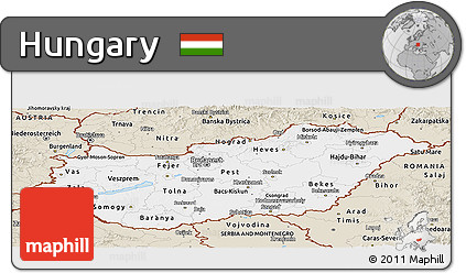 Classic Style Panoramic Map of Hungary