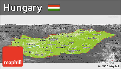Physical Panoramic Map of Hungary, darken, desaturated