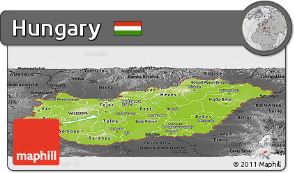 Physical Panoramic Map of Hungary, darken, desaturated