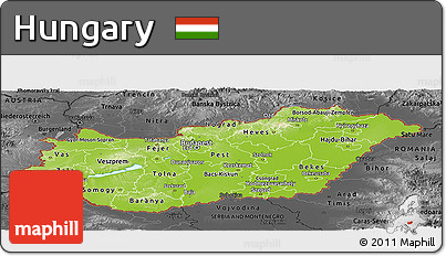 Physical Panoramic Map of Hungary, darken, desaturated