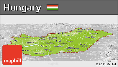 Physical Panoramic Map of Hungary, lighten, desaturated