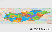 Political Panoramic Map of Hungary, lighten