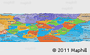 Political Panoramic Map of Hungary, political shades outside