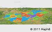 Political Panoramic Map of Hungary, satellite outside