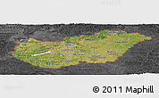 Satellite Panoramic Map of Hungary, darken, desaturated