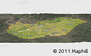 Satellite Panoramic Map of Hungary, darken, semi-desaturated