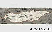 Shaded Relief Panoramic Map of Hungary, darken
