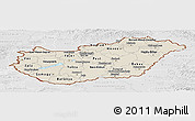 Shaded Relief Panoramic Map of Hungary, lighten, desaturated