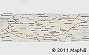 Shaded Relief Panoramic Map of Hungary, semi-desaturated