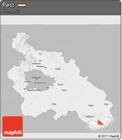 Gray 3D Map of Pest, single color outside