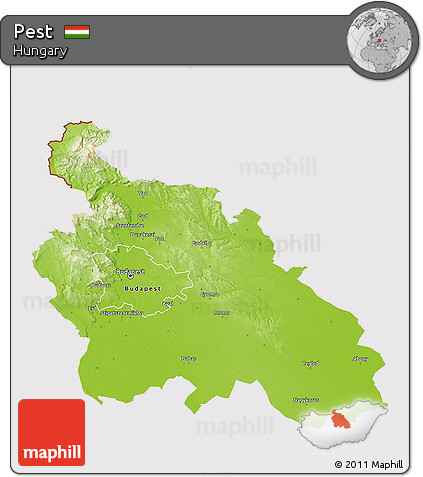 Physical 3D Map of Pest, cropped outside