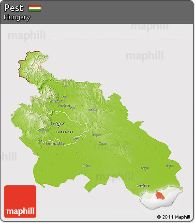 Physical 3D Map of Pest, cropped outside
