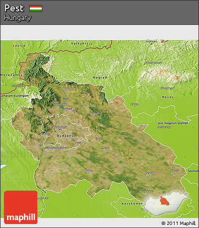 Satellite 3D Map of Pest, physical outside