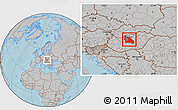 Gray Location Map of Pest, hill shading