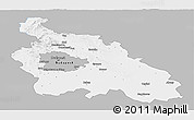 Gray Panoramic Map of Pest, single color outside