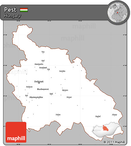Gray Simple Map of Pest, cropped outside