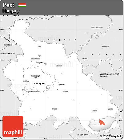 Silver Style Simple Map of Pest
