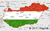 Flag Simple Map of Hungary, single color outside, borders and labels, flag centered