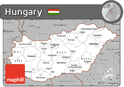 Gray Simple Map of Hungary