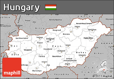 Gray Simple Map of Hungary