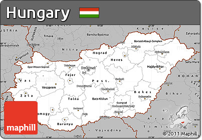 Gray Simple Map of Hungary