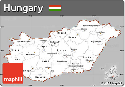 Gray Simple Map of Hungary, single color outside