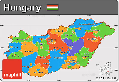 Political Simple Map of Hungary, cropped outside