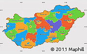 Political Simple Map of Hungary, cropped outside